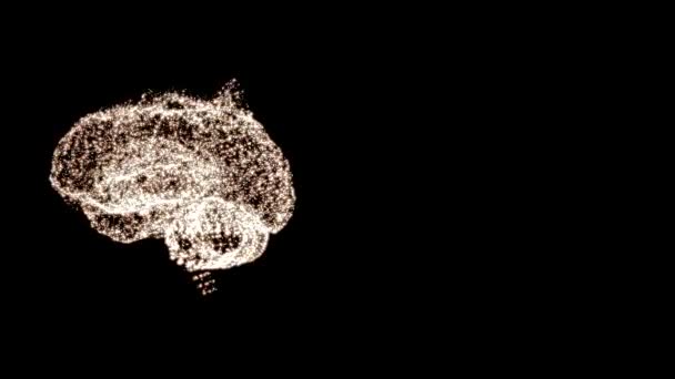 4k video of abstract human brain floating in space and some elements fly away. — ストック動画