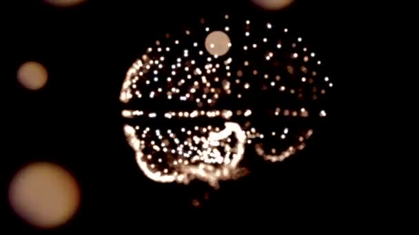 サイバー脳を形成し、ビッグデータの概念を示す情報空間に浮かぶ小さな粒子. — ストック動画