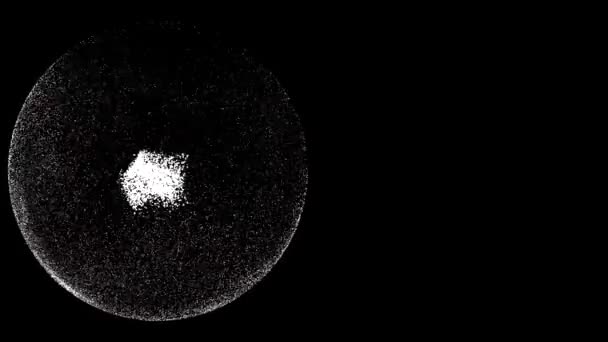 Video eines abstrakt gestalteten Futus aus kleinen wirbelnden Partikeln vor schwarzem Hintergrund. — Stockvideo