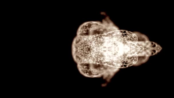 Psychologický koncept. Video obráceně pohled na zlatou strukturu lidského mozku tvořenou abstraktní vesmírnou mlhou. — Stock video