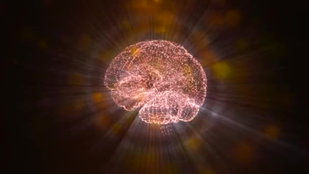 Schéma vidéo 4k de cerveau coloré abstrait et boules de bokeh sur fond noir. Concept d'esprit créatif .