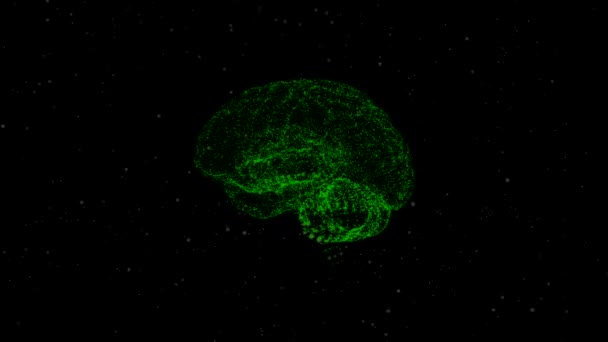 Açık alanda yeşil insan beyni anatomik modeli üzerine soyut görüş. — Stok video