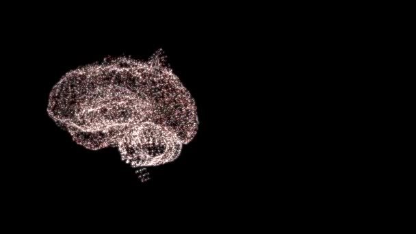 Cerebro estresado de partículas abstractas explotando en la oscuridad . — Vídeo de stock