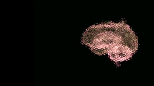 Dynamic cybernetic brain symbol hologram with glitch effect, floating in space. — Stock Video