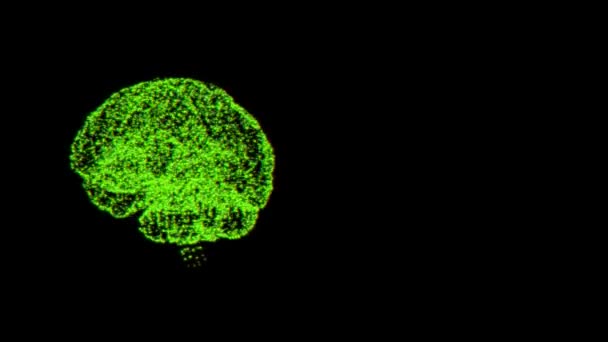 Concetto di sviluppo sostenibile. 4k video di cervello illuminante verde su sfondo nero . — Video Stock