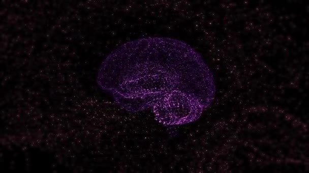 Brain animation with big data flow analysis in a shape of abstract particles over black background. — 비디오