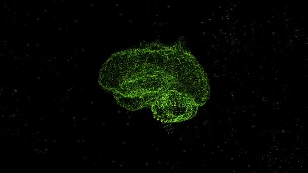 Het concept van duurzame ontwikkeling. 4k video van groene verlichtende hersenen over zwarte achtergrond. — Stockvideo