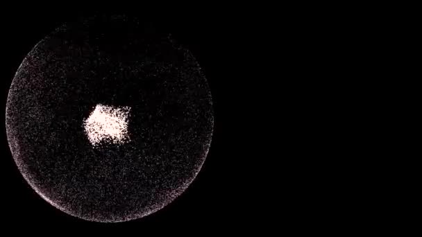 Video van abstract ontworpen futus van kleine wervelende deeltjes over zwarte achtergrond. — Stockvideo