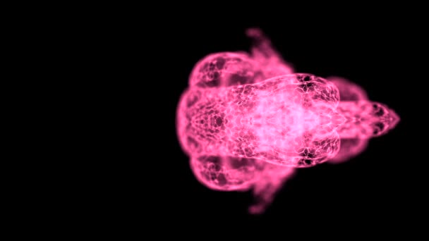 Concepto de mentalidad positiva. Visualización abstracta del cuadro cerebral humano a partir de partículas diminutas que trabajan activamente en la oscuridad . — Vídeo de stock