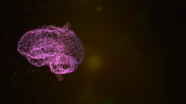 Begreppet hjärnturbulens. Video som visar hjärnan aktivt söker efter svar, roterande i rymden. — Stockvideo