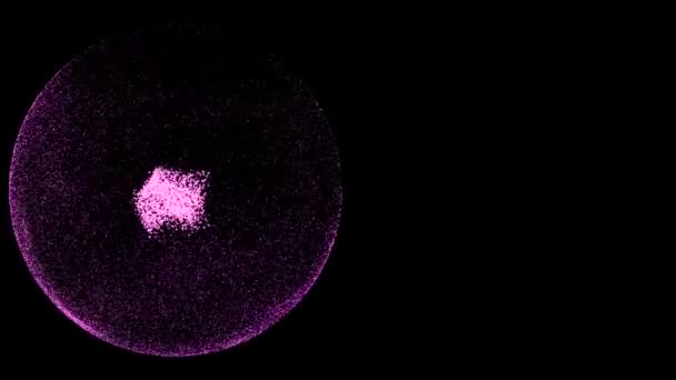 Video av abstrakt utformad foster från små virvlande partiklar över svart bakgrund. — Stockvideo