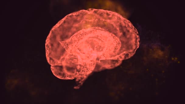 4k animacja mózgu w ogniu, świecące i płonące pod presją myśli i wynalazków. — Wideo stockowe