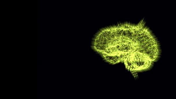 Un cervello umano rotante che carica elettricamente da una fonte interna di elettricità . — Video Stock