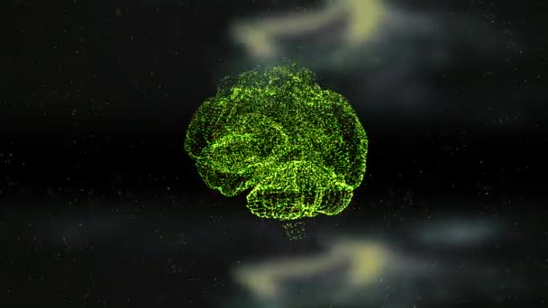 Renkli düşünce ve icatların baskısı altında parlayan ve yanan beynin 4k animasyonu. — Stok video