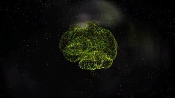 Концепция мозговой турбулентности. Видео, на котором мозг активно ищет ответы, меняет мысли, плавает в космосе . — стоковое видео
