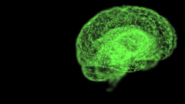 Close up video di cervello umano cercando di essere formato di ragnatela galleggiante e cambiare i colori su sfondo nero . — Video Stock