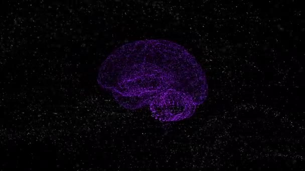 Animasjon av hjernen roterende i rommet, utvikling av nye ideer og løsninger . – stockvideo