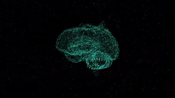 Animatie van de hersenen roteren in de ruimte, het ontwikkelen van nieuwe ideeën en oplossingen. — Stockvideo