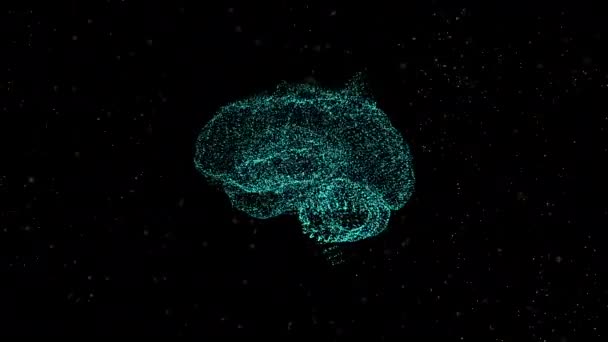 Koncepcja turbulencji mózgu. Wideo, które pokazuje mózg aktywnie poszukujący odpowiedzi, unoszący się w przestrzeni. — Wideo stockowe