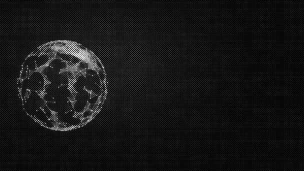Globales Internet-Telekommunikationskonzept. 3D-Globus mit Hochgeschwindigkeits-Netzwerk von Fernsehkanälen auf dunklem Hintergrund. — Stockvideo