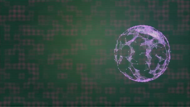 Оптическая абстрактная планета в сети интернет за прозрачными решетчатыми передними рядами . — стоковое видео