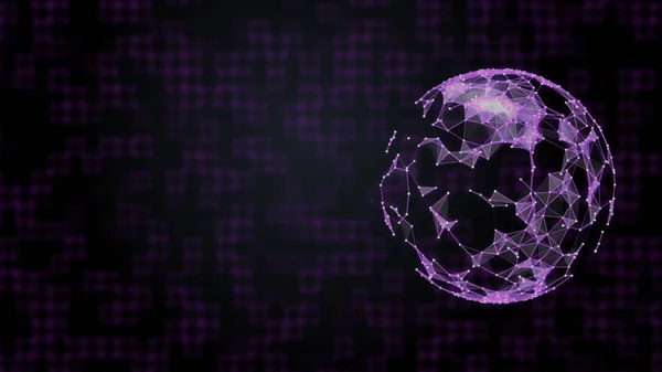 Media worldwide concept. Image of planet under plexus network shield over abstract purple color background. — 스톡 사진