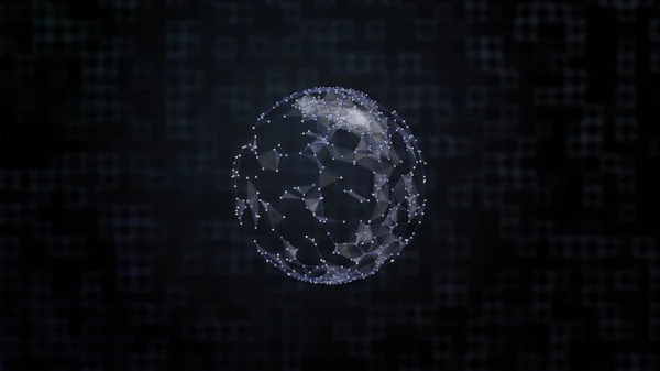 メディア世界の概念。抽象的な青の背景の上にプレキシスネットワークシールドの下の惑星のイメージ. — ストック写真
