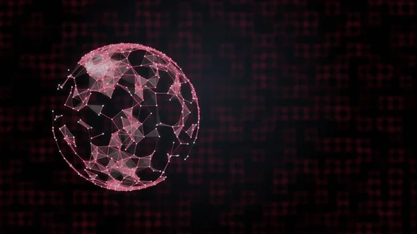 サイバー脅威の概念。二乗デジタル背景に対するハッカー攻撃の影響を受ける赤い惑星. — ストック写真