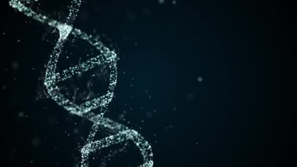 Representación tecnológica abstracta de la molécula de ADN del plexo digital del polvo espacial en azul . — Vídeo de stock