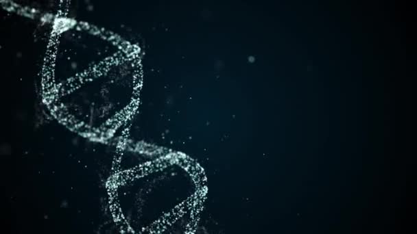 Rappresentazione tecnologica astratta della molecola di DNA del plesso digitale dalla polvere spaziale in blu . — Video Stock