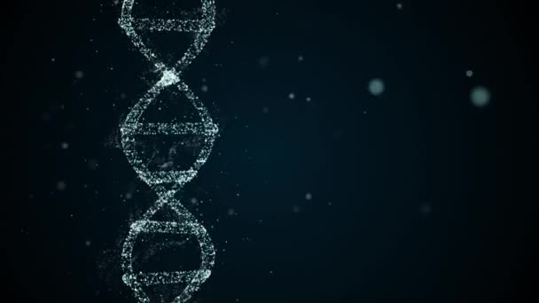 Concetto di ripartizione del DNA. La molecola con informazioni genetiche è danneggiata e modificata, perdendo le sue parti importanti . — Video Stock