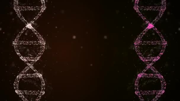 Des hélices d'ADN similaires tournent des deux côtés du fond sombre .