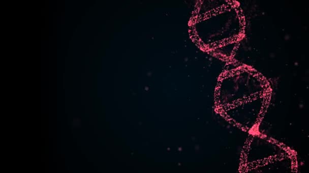 Animated presentation of infected dna cells rotating on black background and beaming red light. — 비디오