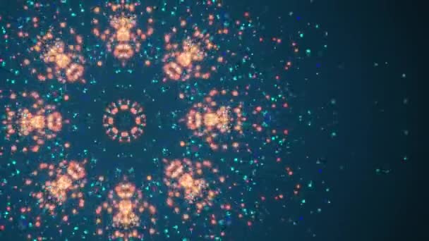 Vidéo abstraite de motif rond de pièces de bokeh bleu et orange, tournant et se rétrécissant lentement, consommant tout sur son chemin . — Video