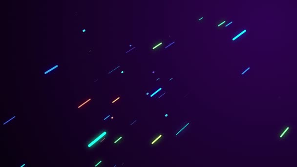 Glittering colorful spaceships flying up in darkness through a space vortex and dissapear finally. — Stock Video