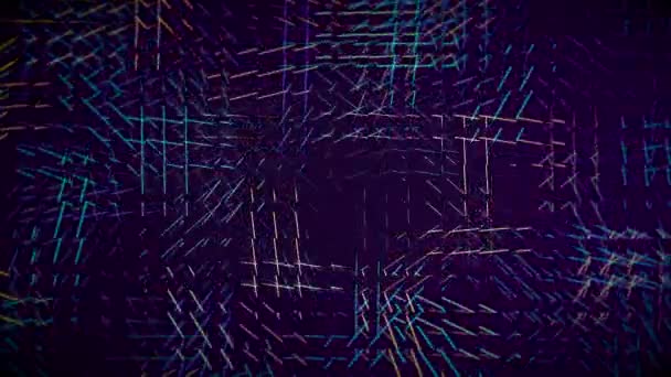 Swirling fluorescent colorful lines are intertwinning in abstract glowing weave. — Stock Video