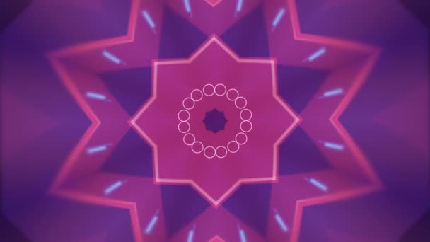 神圣的几何图形 用粉色和蓝色表示的一些少数民族图腾星形图案的隐秘的几何符号，其中一些元素被放大，另一些被剔除. — 图库视频影像