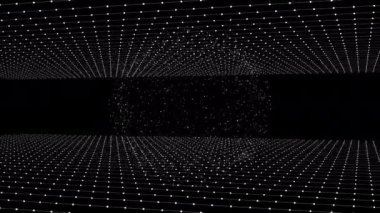 Veri akışını gösteren küresel gelecekçi siber ağ ızgarasındaki gezegenin 3d animasyonu.