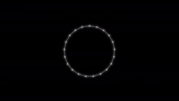 Concepto de deformación geométrica. Marco de círculo en efecto de iluminación girando sobre fondo negro, luego se deforma en un triángulo por un momento y círculo de nuevo . — Vídeos de Stock