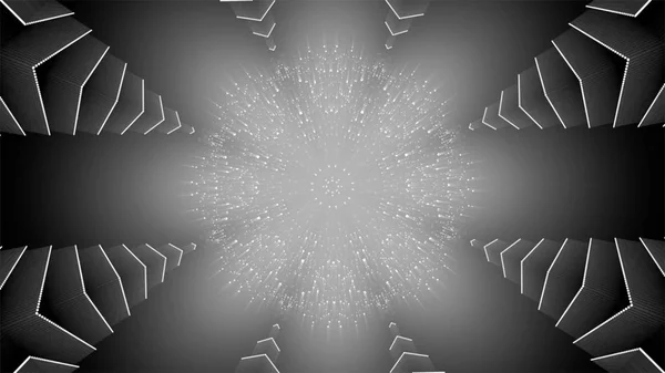 Campo magnético fractal abstracto alrededor de un globo de partículas brillantes . — Foto de Stock