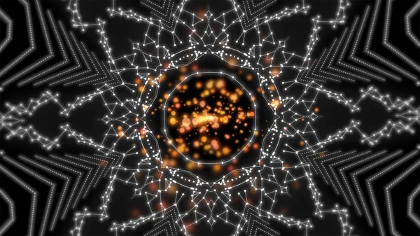 Χρυσό και λευκό συμμετρικό kaleidoscope υφή φόντο πολυγωνικό μοτίβο. — Φωτογραφία Αρχείου