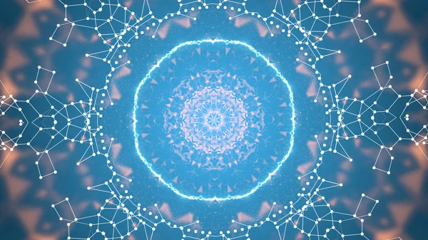 Eksplozja niebieskiej gwiazdy w stworzenie pięknej mgławicy o wielokątnym połączeniu cząstek. — Zdjęcie stockowe