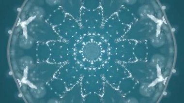 Tahmin konsepti. Canlandırılmış beyaz parçacıklar gezegendeki bulutlar gibi mavi arkaplan üzerinde hareket ediyorlar..