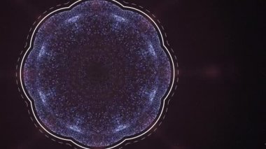 Karanlık arkaplan üzerindeki küçük neon ışık atomlarından oluşan moleküler bir yapının oluşumunu gösteren animasyon.