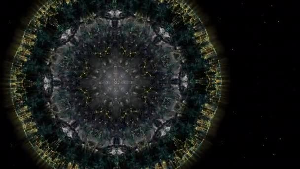 Глобальная концепция аномалий. Абстрактная анимация движения многоугольных освещающих психоделических шаблонов в центр и из центра . — стоковое видео