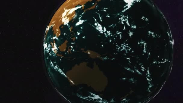 Animation eines wunderschönen Planeten, der unter Klimaveränderungen und Temperaturanomalien leidet und über schwarzem Hintergrund rotiert. — Stockvideo