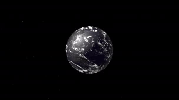 4K animation of frozen planet in space, slowly spinning and slightly glowing white light. — Stock Video