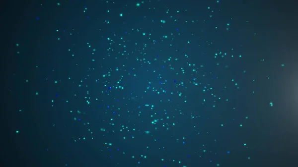 Azul brilhante poeira estrelar partículas cintilantes rodopiando sobre fundo preto . — Fotografia de Stock