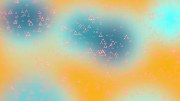 Абстрактная геометрическая тема с блестящими частицами треугольника на красочном разряженном фоне . — стоковое видео
