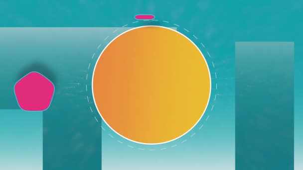 Ícone redondo com copyspace para produto de texto ou logotipo sobre fundo geométrico colorido . — Vídeo de Stock